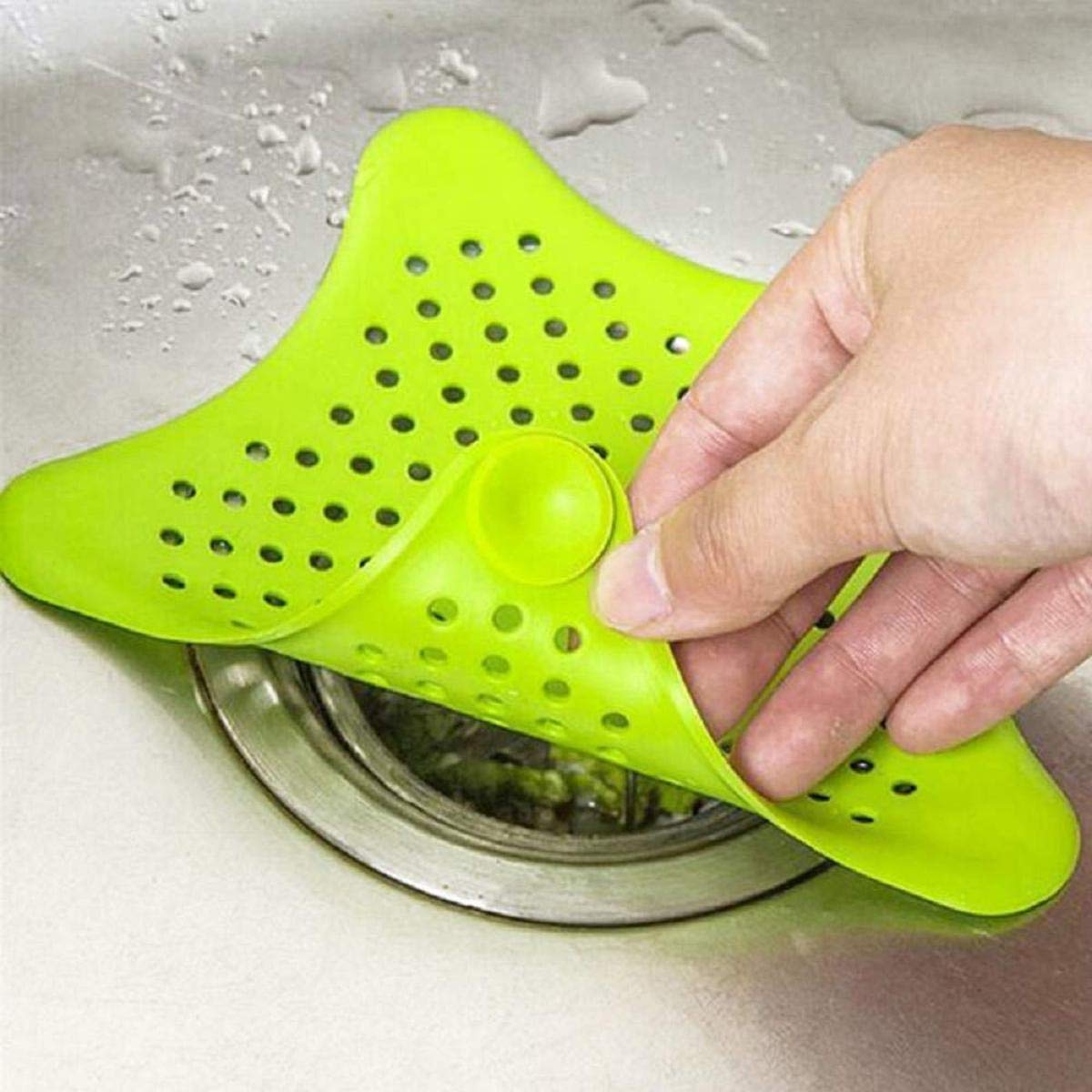 0829 Silicone Star Shaped Sink Filter Bathroom Hair Catcher Drain Strainers for Basin DeoDap 0829 Silicone Star Shaped Sink Filter Bathroom Hair Catcher Drain Strainers for Basin DeoDap